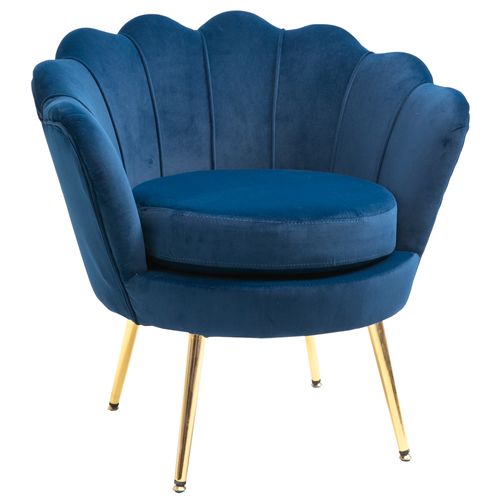 Fauteuil Design Coquillage Pieds Métal Doré Velours