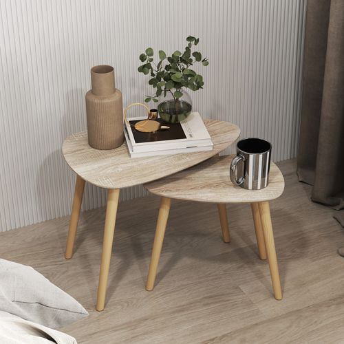 Lot De 2 Tables Basses Gigognes Design Scandinave Bois Mdf