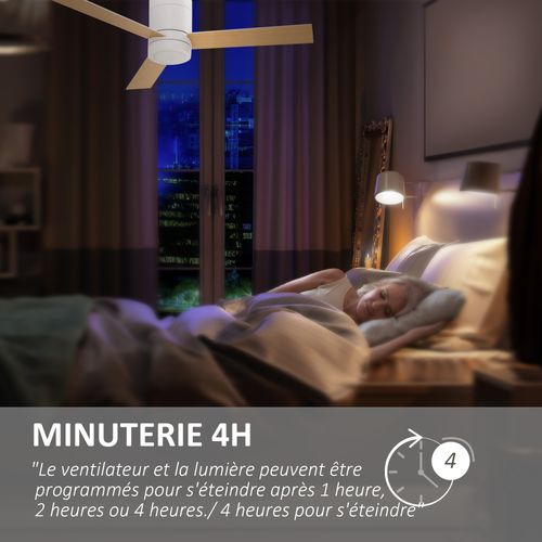 Ventilateur De Plafond LED - 3 Pales, 3 Vitesses, Timer - Télécommande