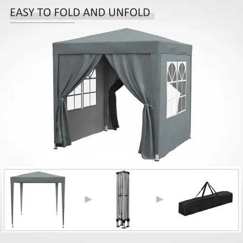 Tonnelle Barnum Pop-up Pliable Automatique 2 X 2 M Avec Sac Transport Gris