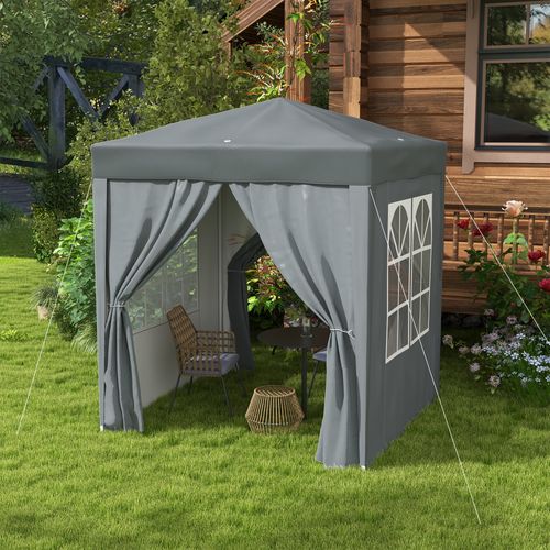 Tonnelle Barnum Pop-up Pliable Automatique 2 X 2 M Avec Sac Transport Gris