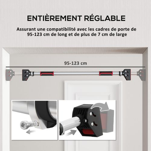 Barre De Traction Murale Sans Vis - Pull Up Bar - Longueur Ajustable (92-124cm)