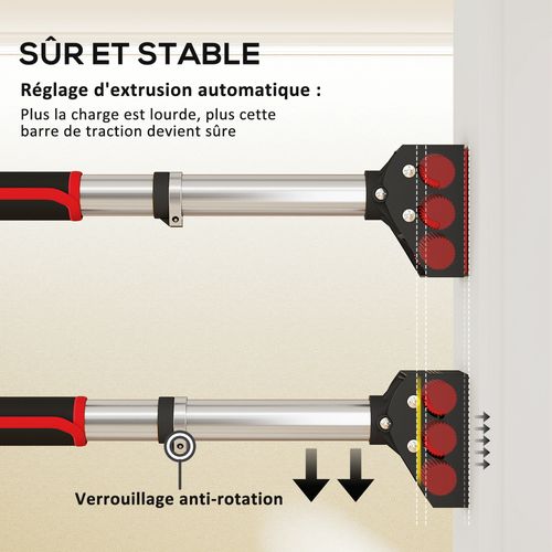 Barre De Traction Murale Sans Vis - Pull Up Bar - Longueur Ajustable (92-124cm)
