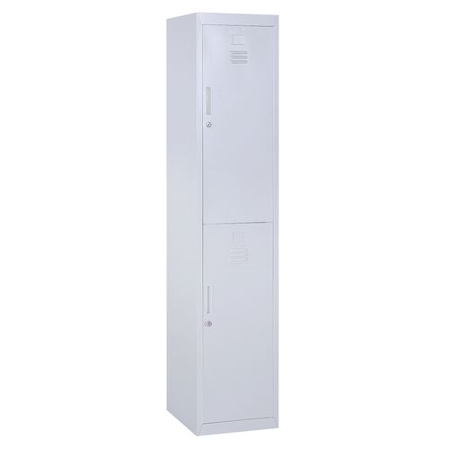 Vestiaire Métallique 2 Portes Verrouillables - 2 Tringles, 4 étagères - Acier