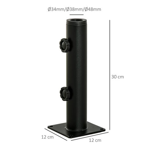 Support De Parasol Pour Ancrage Au Sol - Visserie Incluse - Acier Noir