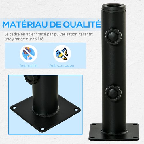 Support De Parasol Pour Ancrage Au Sol - Visserie Incluse - Acier Noir