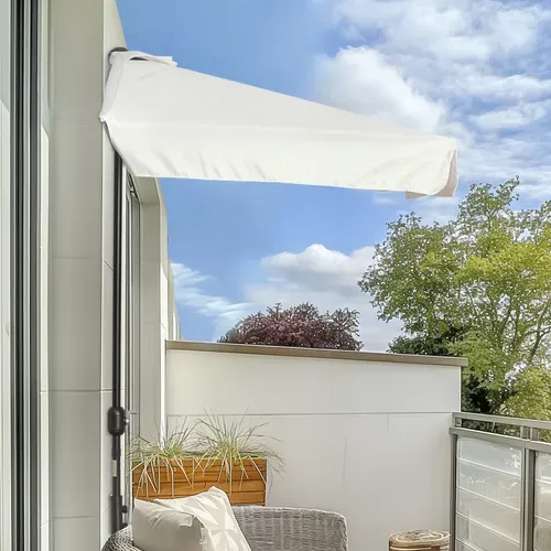 Parasol De Balcon - Demi Parasol - 5 Entretoises Métal Polyester Haute Densité