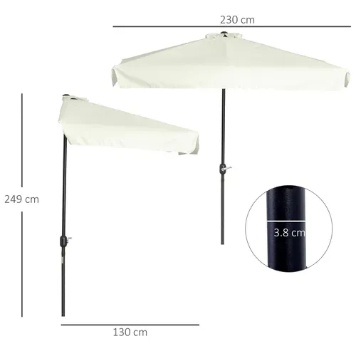 Parasol De Balcon - Demi Parasol - 5 Entretoises Métal Polyester Haute Densité