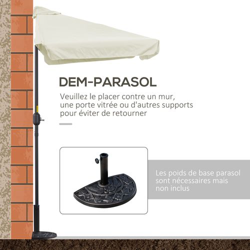 Parasol De Balcon - Demi Parasol - 5 Entretoises Métal Polyester Haute Densité