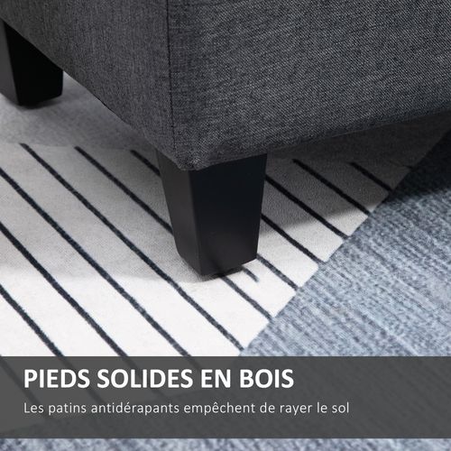 Banquette Coffre De Rangement Style Chesterfield Bois Noir Tissu