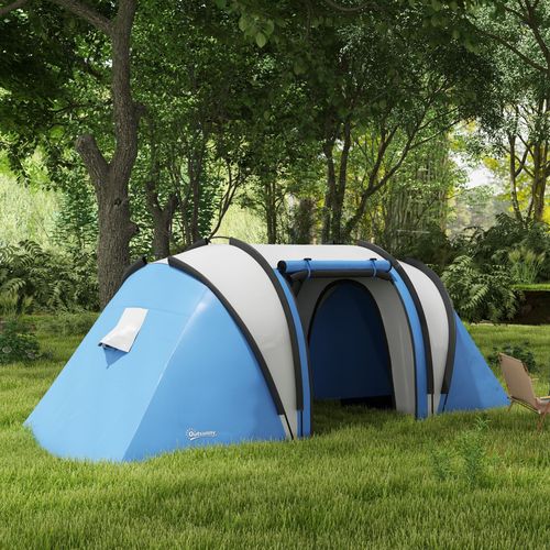 Tente De Camping Familiale 4-5 Pers. 2 Chambres 3 Fenêtres Sac