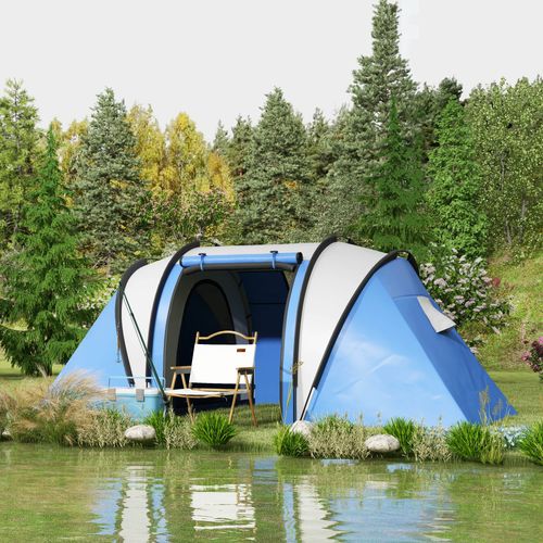 Tente De Camping Familiale 4-5 Pers. 2 Chambres 3 Fenêtres Sac