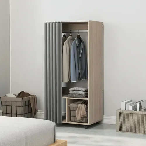 Armoire Penderie Sur Roulettes - Tringle, 2 Compartiments