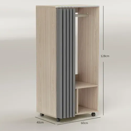 Armoire Penderie Sur Roulettes - Tringle, 2 Compartiments