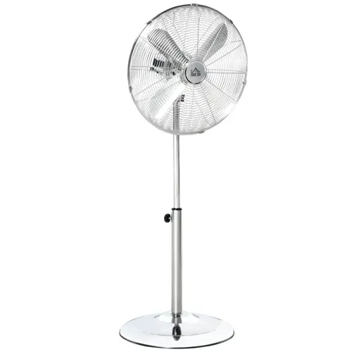 Ventilateur Sur Pied 50w Réglable Design Métal Argenté