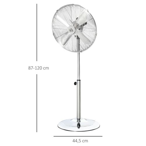 Ventilateur Sur Pied 50w Réglable Design Métal Argenté