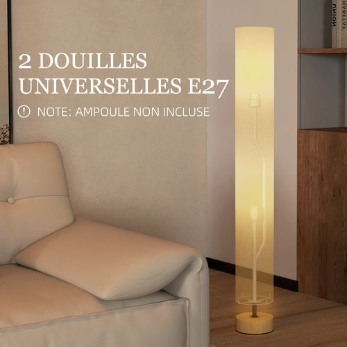 Lampadaire Colonne Sur Pied Bois Contemporain H.120 Cm