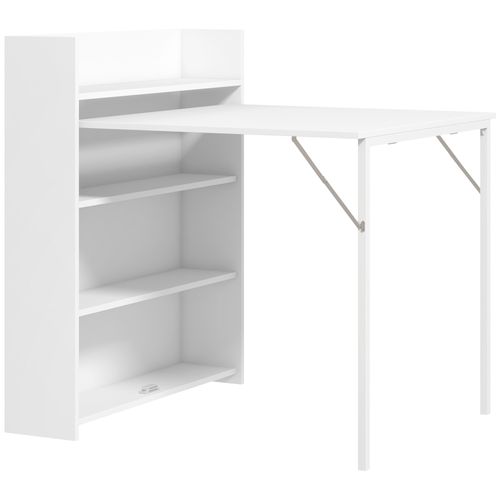 Table à Manger Rétractable 3 Personnes - 4 étagères Intégrées - Blanc