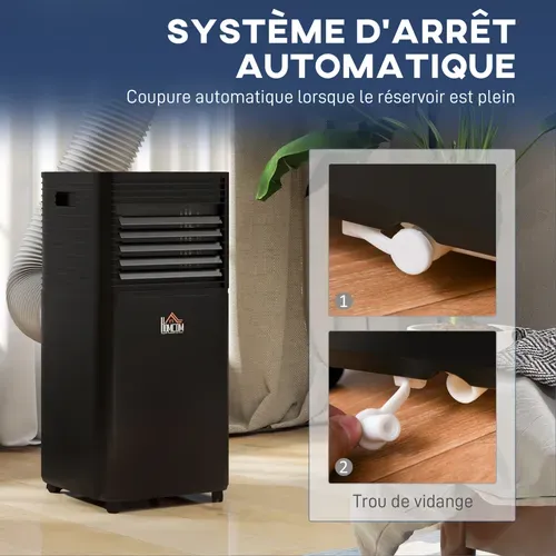 Climatiseur Déshumidificateur Ventilateur 3 En 1 Mobile 7000 Btu Noir