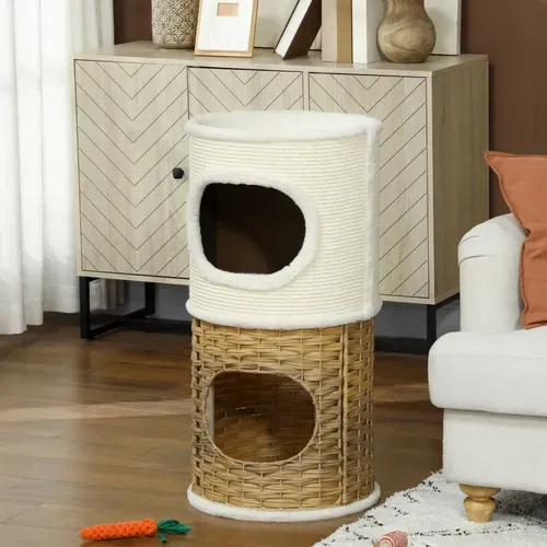 Tour à Griffer Pour Chat 3 Niveaux 2 Niches Panier Observation Arbre — free download