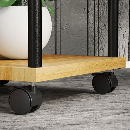 Etagère à Fleurs 5 Niveaux Sur Roulettes Acier Bois Verni