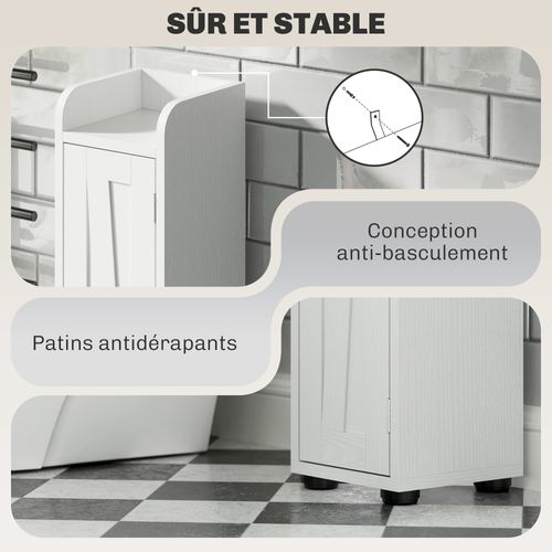 Colonne Salle De Bain Meuble Wc 2 Portes 2 Étagères Tiroir Niche Porte-papier Blanc