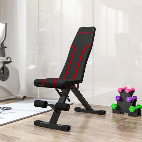 Banc De Musculation Pliable Inclinable Charge Max. 230 Kg Rouge Noir