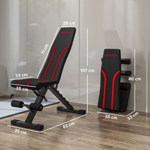 Banc De Musculation Pliable Inclinable Charge Max. 230 Kg Rouge Noir