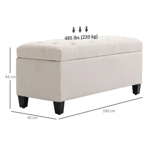 Banquette Coffre De Rangement Style Chesterfield Bois Noir Tissu