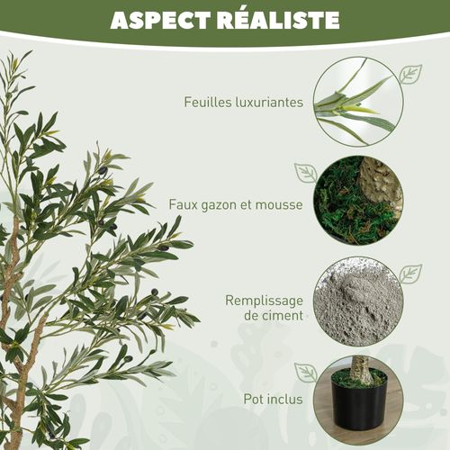 Olivier Artificiel H.150cm Plante Artificielle Intérieur En Pot Feuilles Fruits Grand Réalisme
