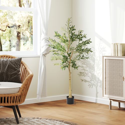 Olivier Artificiel H.150cm Plante Artificielle Intérieur En Pot Feuilles Fruits Grand Réalisme