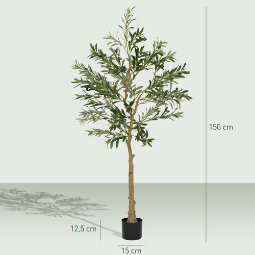 Olivier Artificiel H.150cm Plante Artificielle Intérieur En Pot Feuilles Fruits Grand Réalisme