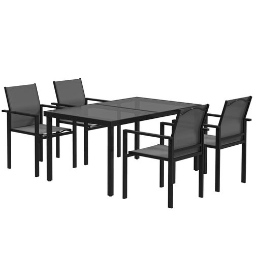 Ensemble Table De Jardin Rectangulaire 4 Chaises Empilables Noir