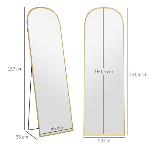 Miroir Sur Pied - Miroir Mural Rectangulaire Arrondi - Aluminium