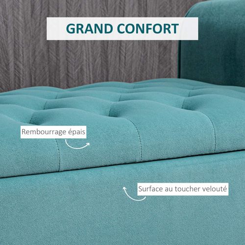 Banquette Coffre De Rangement Velours Dim. 126 X 48,5 X 57 Cm