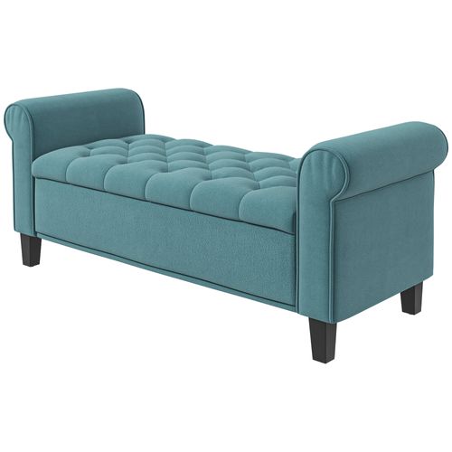 Banquette Coffre De Rangement Velours Dim. 126 X 48,5 X 57 Cm