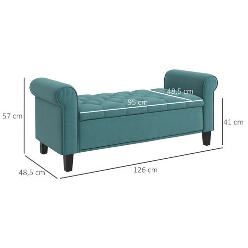 Banquette Coffre De Rangement Velours Dim. 126 X 48,5 X 57 Cm