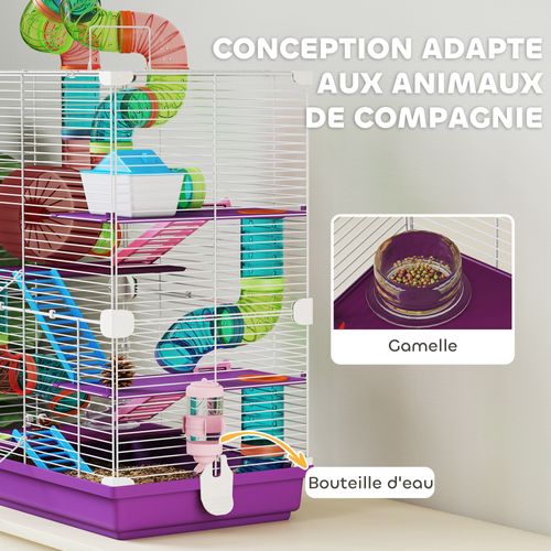 Cage Pour Hamster Souris Rongeur 4 étages Multi-équipements