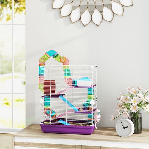 Cage Pour Hamster Souris Rongeur 4 étages Multi-équipements