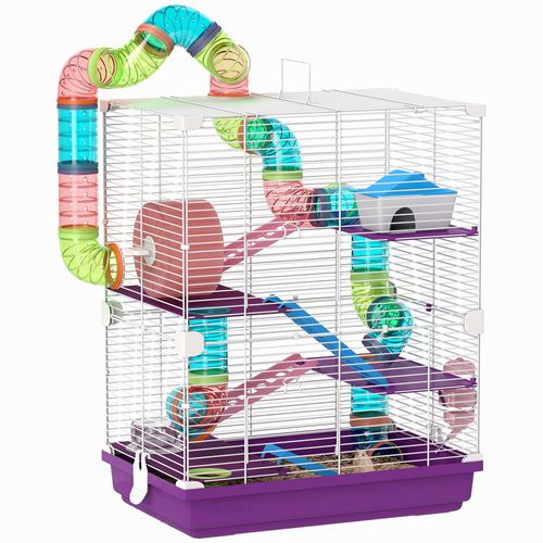 Cage Pour Hamster Souris Rongeur 4 étages Multi-équipements