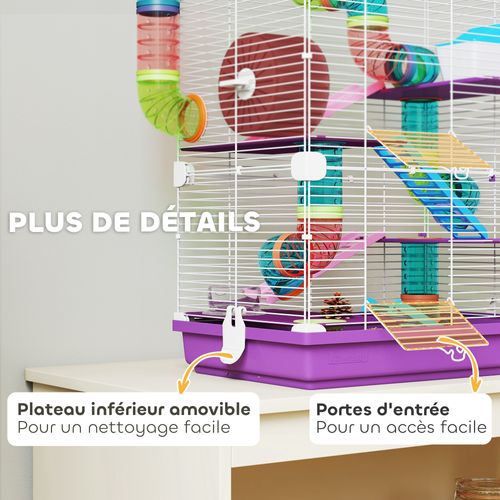 Cage Pour Hamster Souris Rongeur 4 étages Multi-équipements