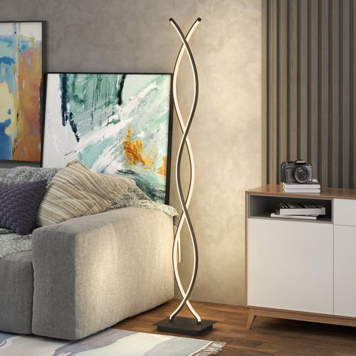 Lampadaire LED Design Spirales - H. 140 Cm - Alu. Acrylique Noir