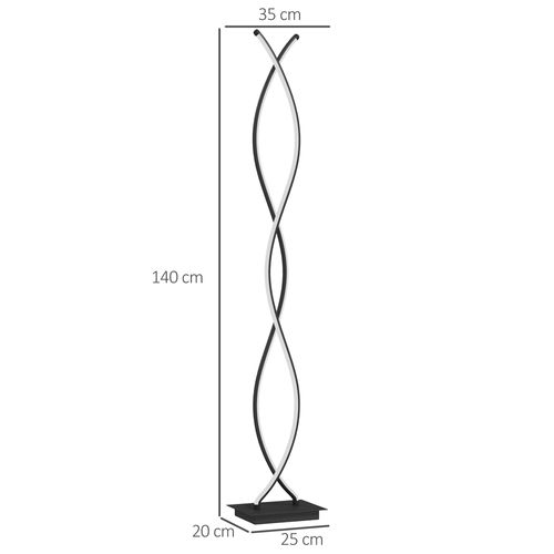 Lampadaire LED Design Spirales - H. 140 Cm - Alu. Acrylique Noir
