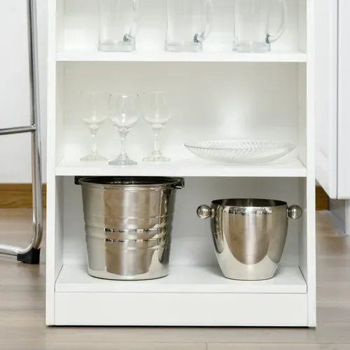 Table De Bar Table Haute 2 Pers. 4 étagères Blanc