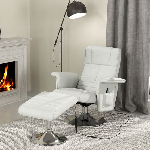 Fauteuil Relax Massant Inclinable Avec Repose-pied Acier Chromé Tissu