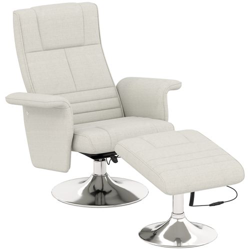 Fauteuil Relax Massant Inclinable Avec Repose-pied Acier Chromé Tissu