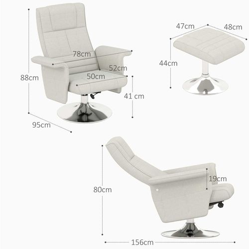 Fauteuil Relax Massant Inclinable Avec Repose-pied Acier Chromé Tissu