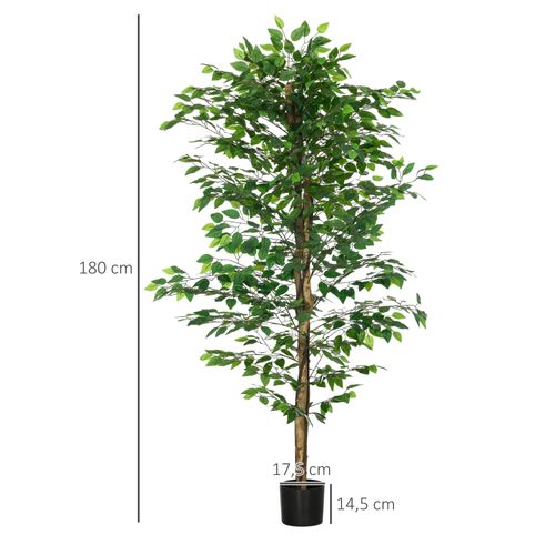 Lot De 2 Plantes Artificielles Ficus H.1,8 M Grand Réalisme Pot Inclus