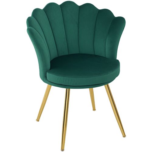 Chaise Design Coquillage Pieds Métal Dorés Effilés Velours