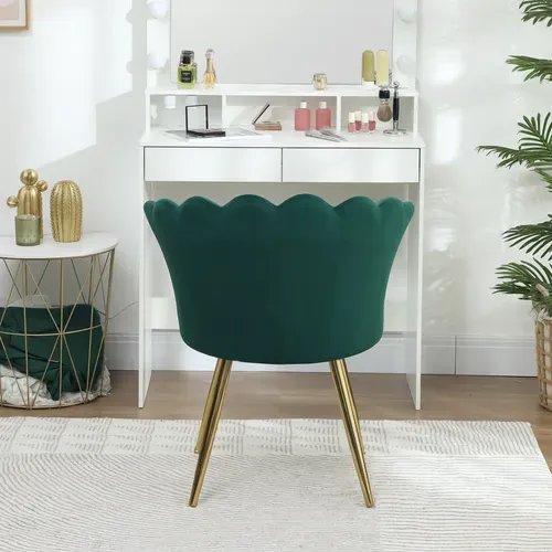Chaise Design Coquillage Pieds Métal Dorés Effilés Velours